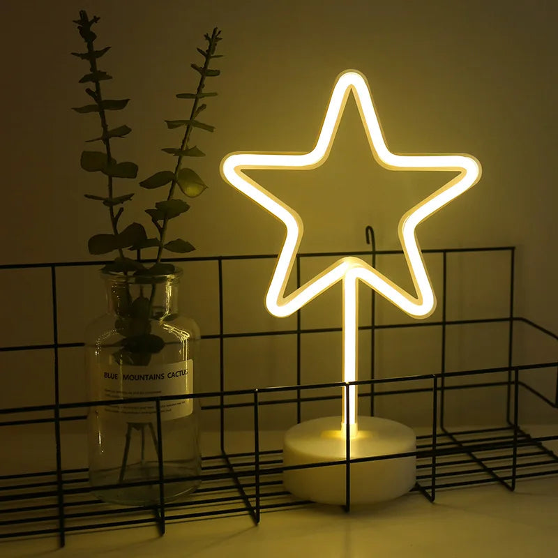 USB LED Neon Sign Light Holiday Flamingo Night Lamp Xmas Party Wedding Decoration Home Gift cloud Heart Neon Light