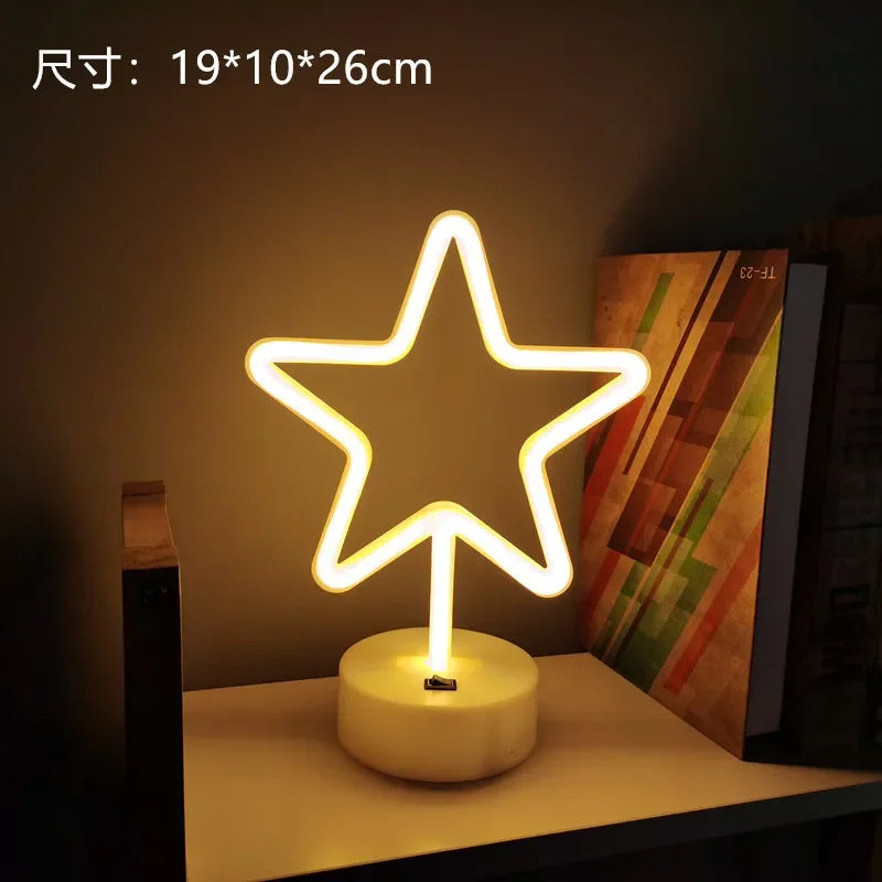 USB LED Neon Sign Light Holiday Flamingo Night Lamp Xmas Party Wedding Decoration Home Gift cloud Heart Neon Light
