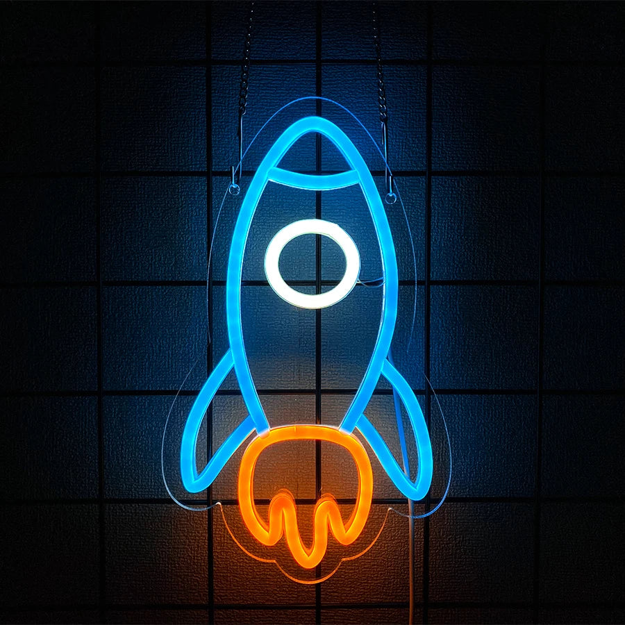 Spaceman Neon Sign Space LED Sign for Bedroom Wall Decor Rocket Neon Light for Living Gaming Room Boys Birthday Gift USB Powered