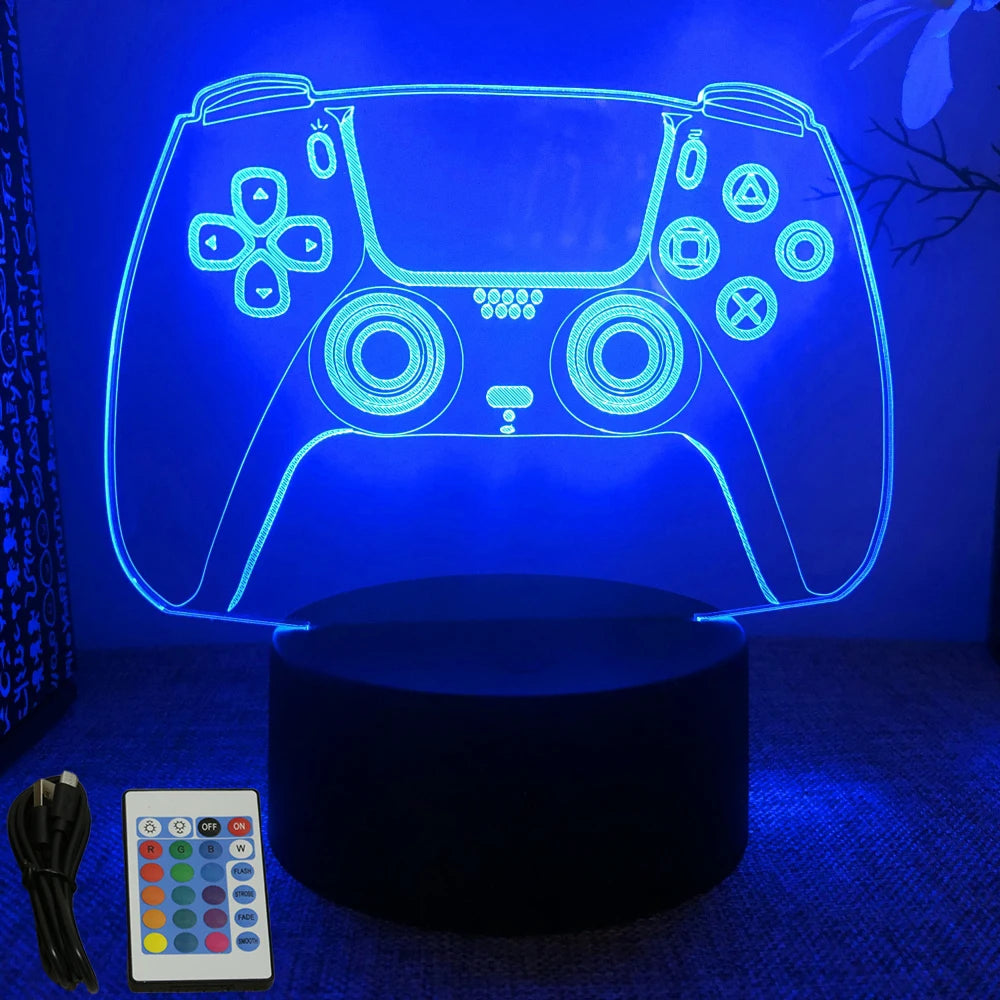 NEON GAMER 3D LED RGB Night Light — Gaming Room Lamp