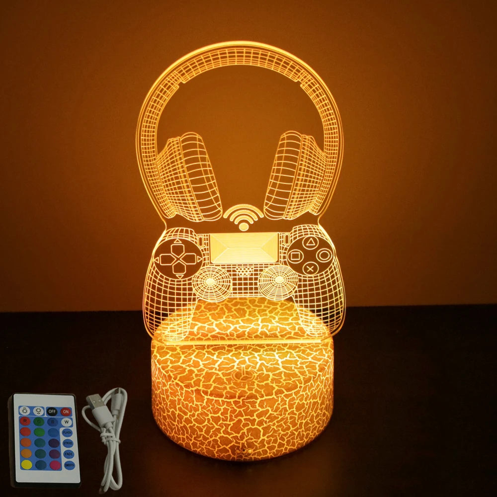 NEON GAMER 3D LED RGB Night Light — Gaming Room Lamp