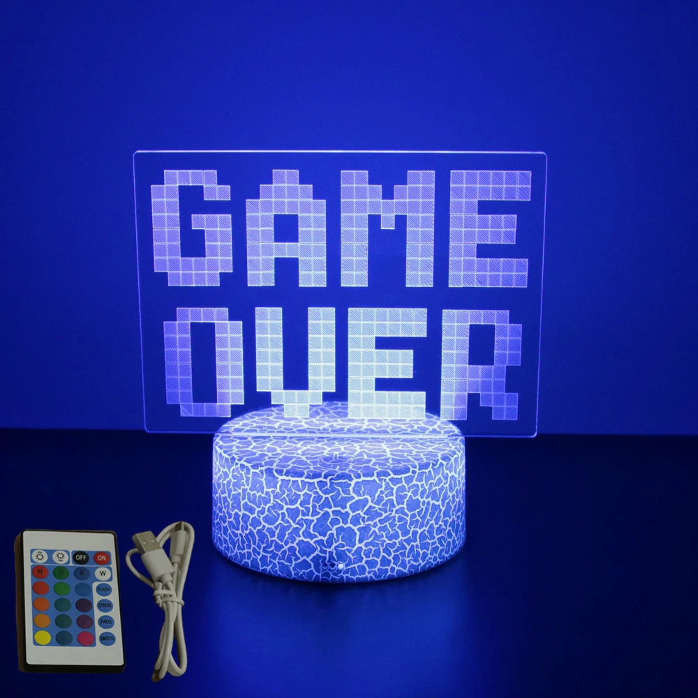 NEON GAMER 3D LED RGB Night Light — Gaming Room Lamp