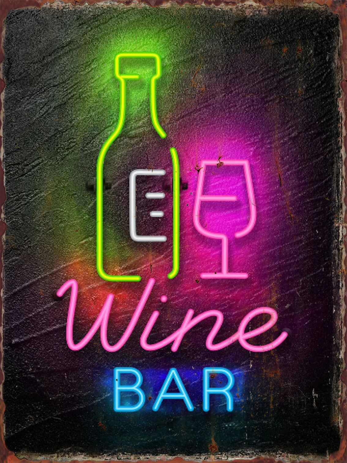 Vintage Neon Food Metal Tin Sign — Bar & Restaurant Wall Decor