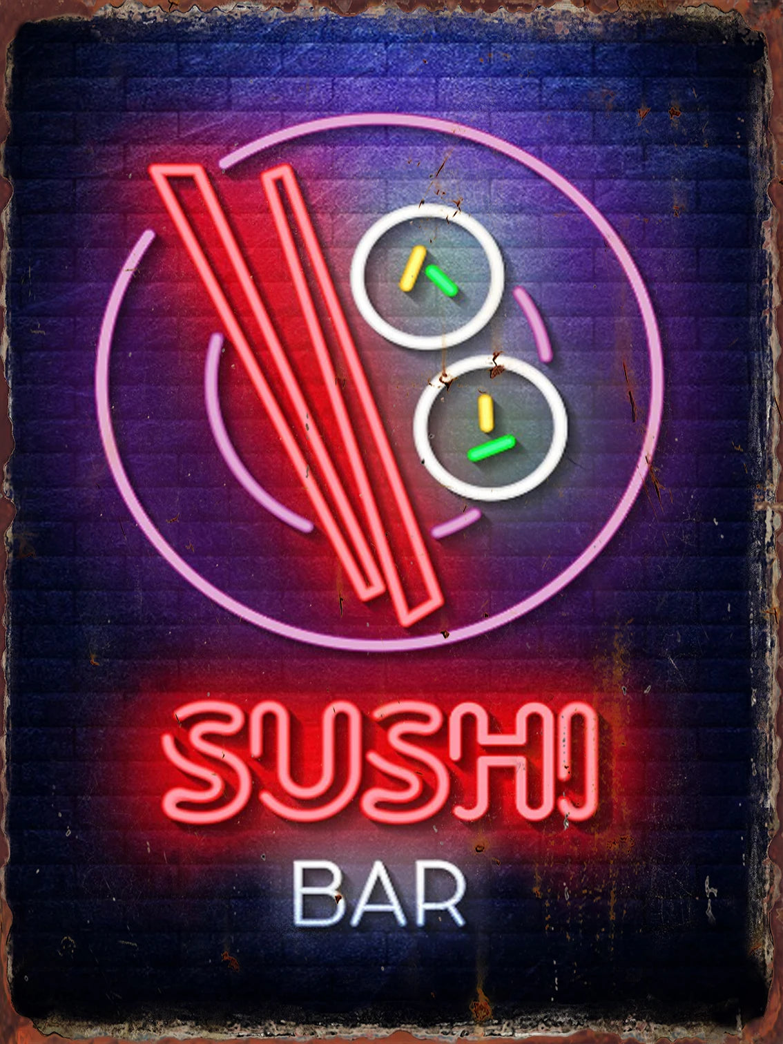 Vintage Neon Food Metal Tin Sign — Bar & Restaurant Wall Decor