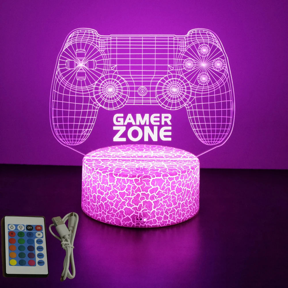 NEON GAMER 3D LED RGB Night Light — Gaming Room Lamp