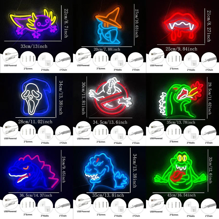 Ghost Candy Bar Neon Sign Spanish for Wall Decor for Room Full Marriages Bedroom Light Name LED Busters Dinosaur Party Cave Man