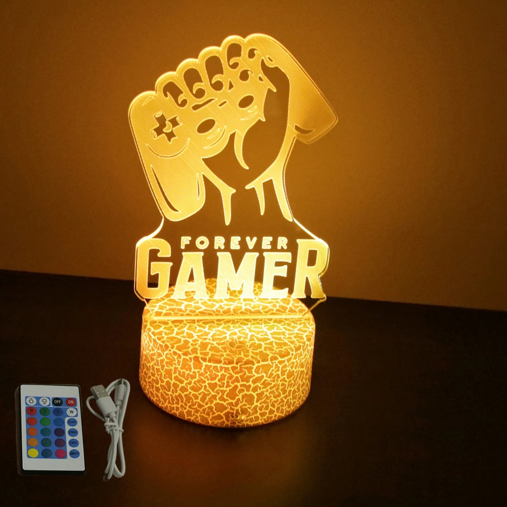 NEON GAMER 3D LED RGB Night Light — Gaming Room Lamp