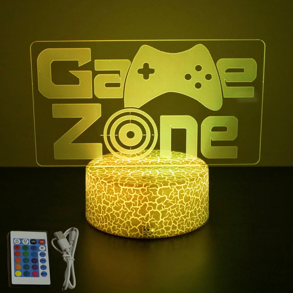 NEON GAMER 3D LED RGB Night Light — Gaming Room Lamp