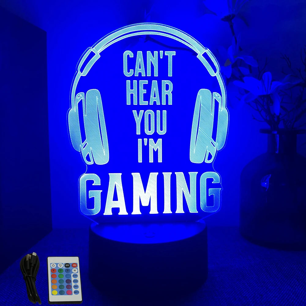 NEON GAMER 3D LED RGB Night Light — Gaming Room Lamp