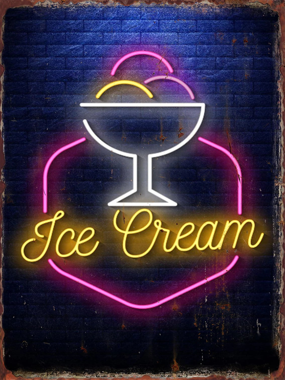 Vintage Neon Food Metal Tin Sign — Bar & Restaurant Wall Decor