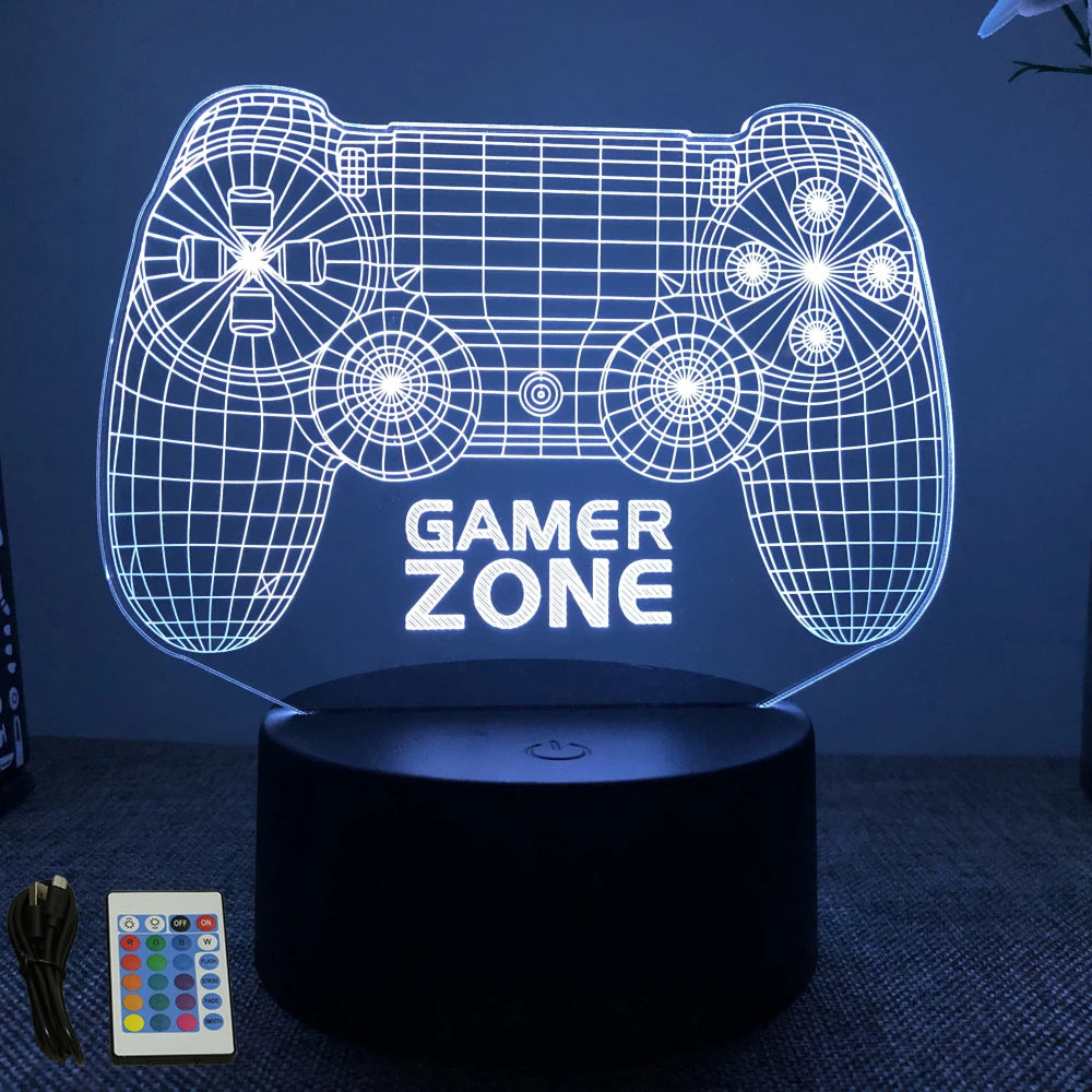 NEON GAMER 3D LED RGB Night Light — Gaming Room Lamp
