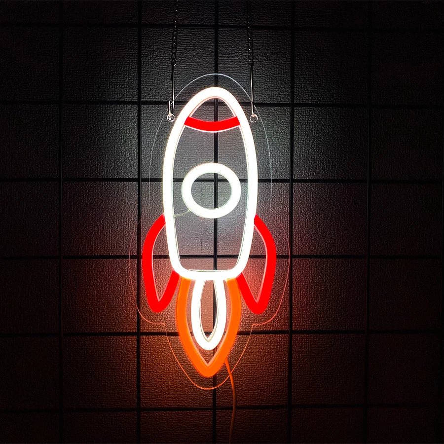 Spaceman Neon Sign Space LED Sign for Bedroom Wall Decor Rocket Neon Light for Living Gaming Room Boys Birthday Gift USB Powered