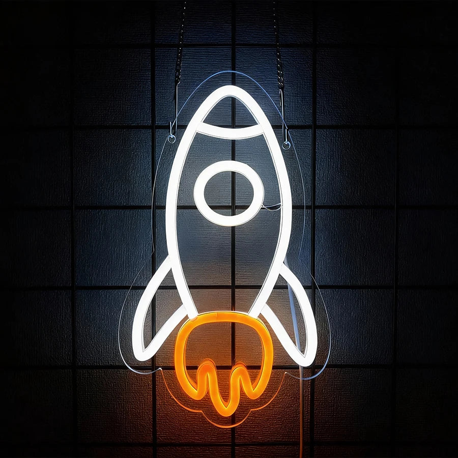 Spaceman Neon Sign Space LED Sign for Bedroom Wall Decor Rocket Neon Light for Living Gaming Room Boys Birthday Gift USB Powered