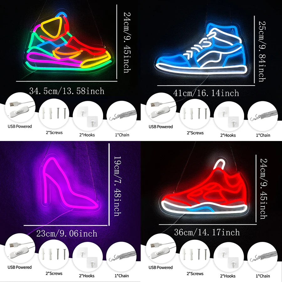 High Heels Neon Sign For Wall Decor,Light Up Sign For Bedroom,Living Room,Makeup Room, Game Room,Valentine'S Day Party Decor