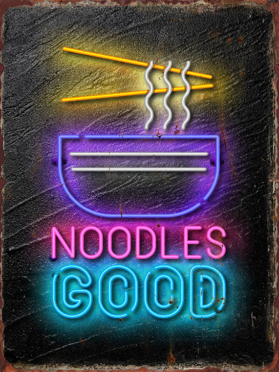 Vintage Neon Food Metal Tin Sign — Bar & Restaurant Wall Decor