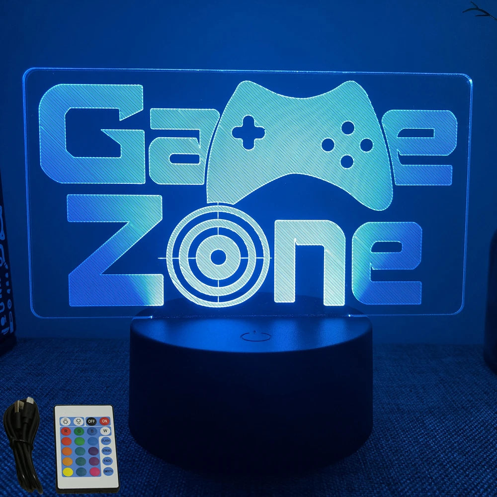 NEON GAMER 3D LED RGB Night Light — Gaming Room Lamp