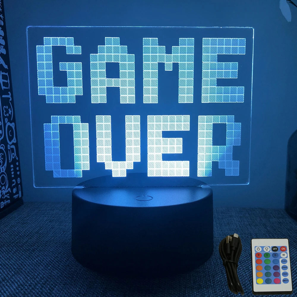 NEON GAMER 3D LED RGB Night Light — Gaming Room Lamp