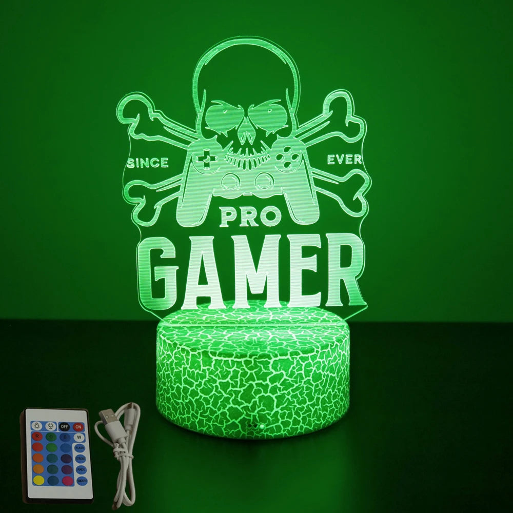 NEON GAMER 3D LED RGB Night Light — Gaming Room Lamp