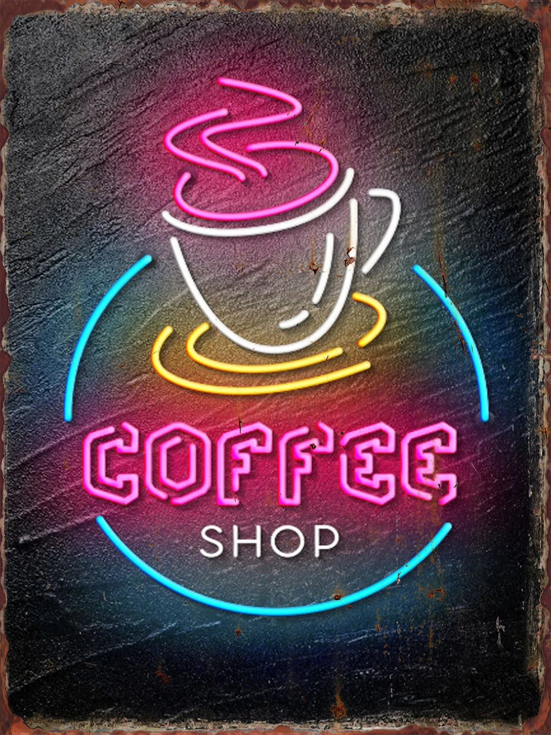Vintage Neon Food Metal Tin Sign — Bar & Restaurant Wall Decor