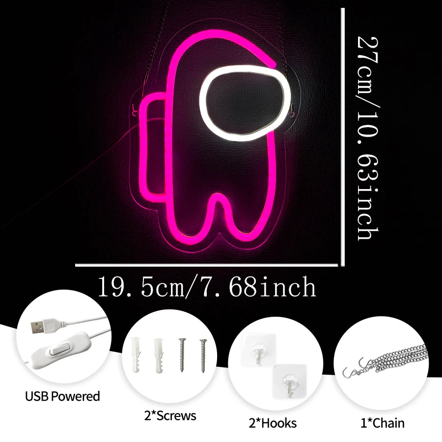 Spaceman Neon Sign Space LED Sign for Bedroom Wall Decor Rocket Neon Light for Living Gaming Room Boys Birthday Gift USB Powered