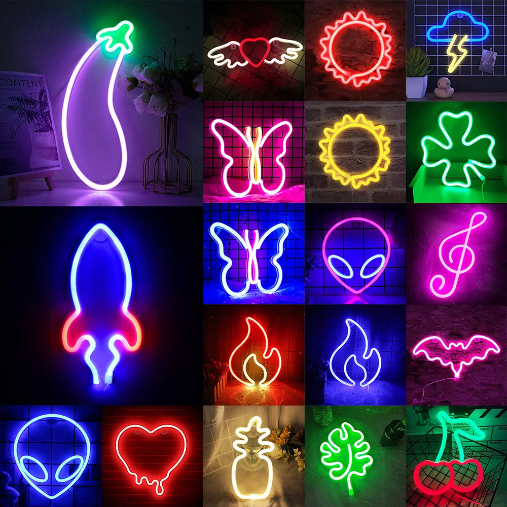 LED Neon Wall Sign — Heart, Gaming, Bar & Bedroom Decor
