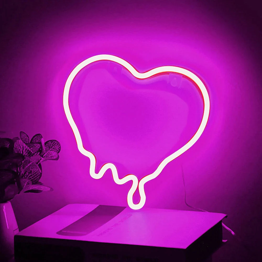 LED Neon Wall Sign — Heart, Gaming, Bar & Bedroom Decor