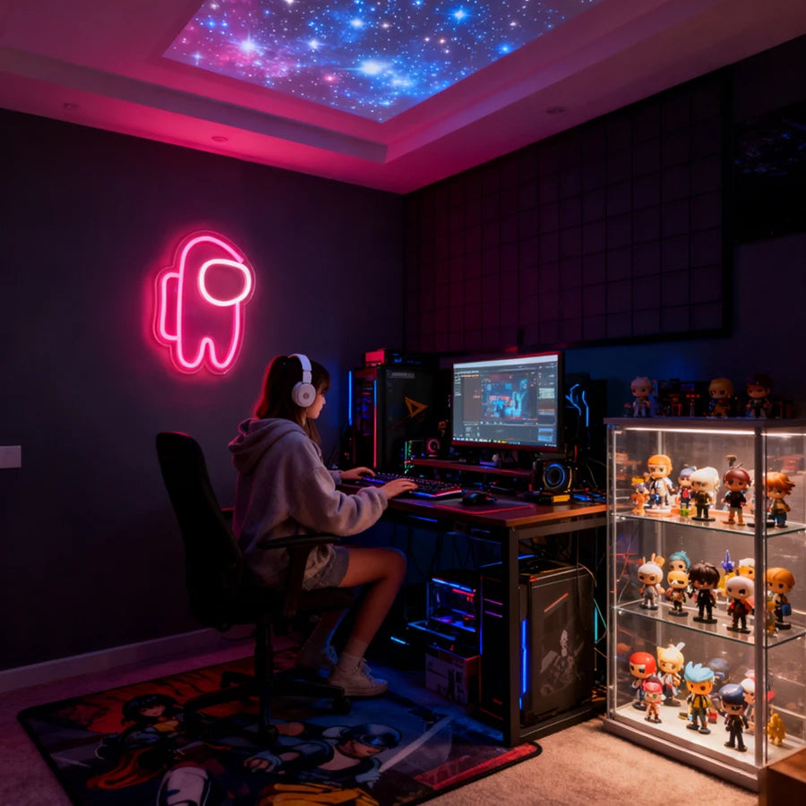 Spaceman Neon Sign Space LED Sign for Bedroom Wall Decor Rocket Neon Light for Living Gaming Room Boys Birthday Gift USB Powered