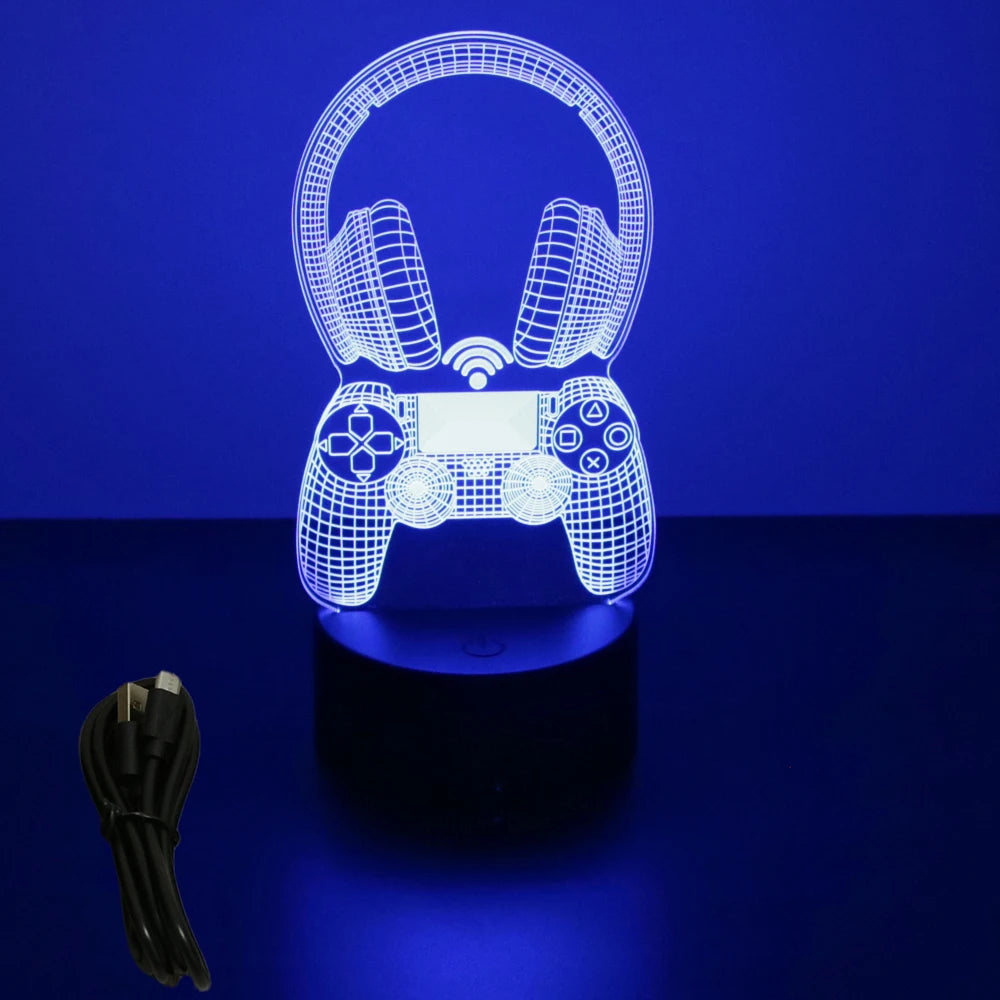 NEON GAMER 3D LED RGB Night Light — Gaming Room Lamp