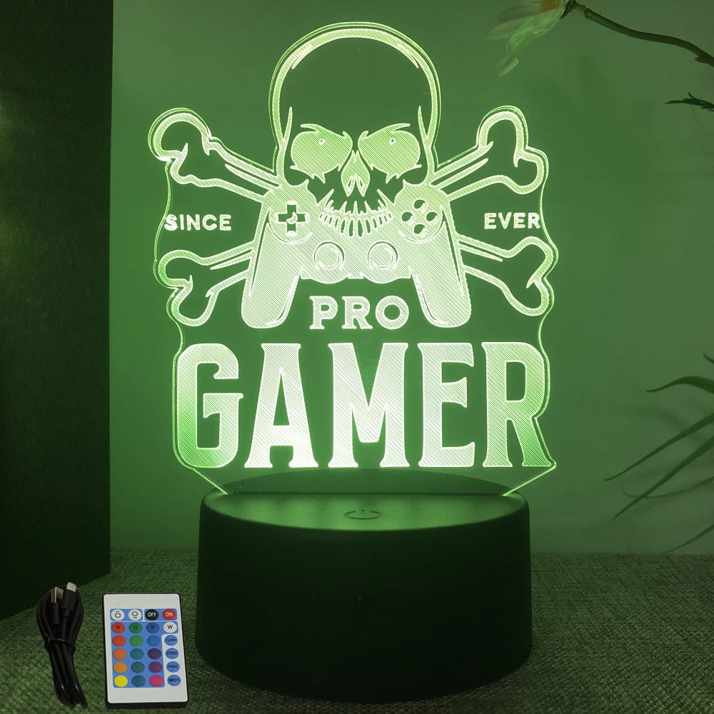 NEON GAMER 3D LED RGB Night Light — Gaming Room Lamp