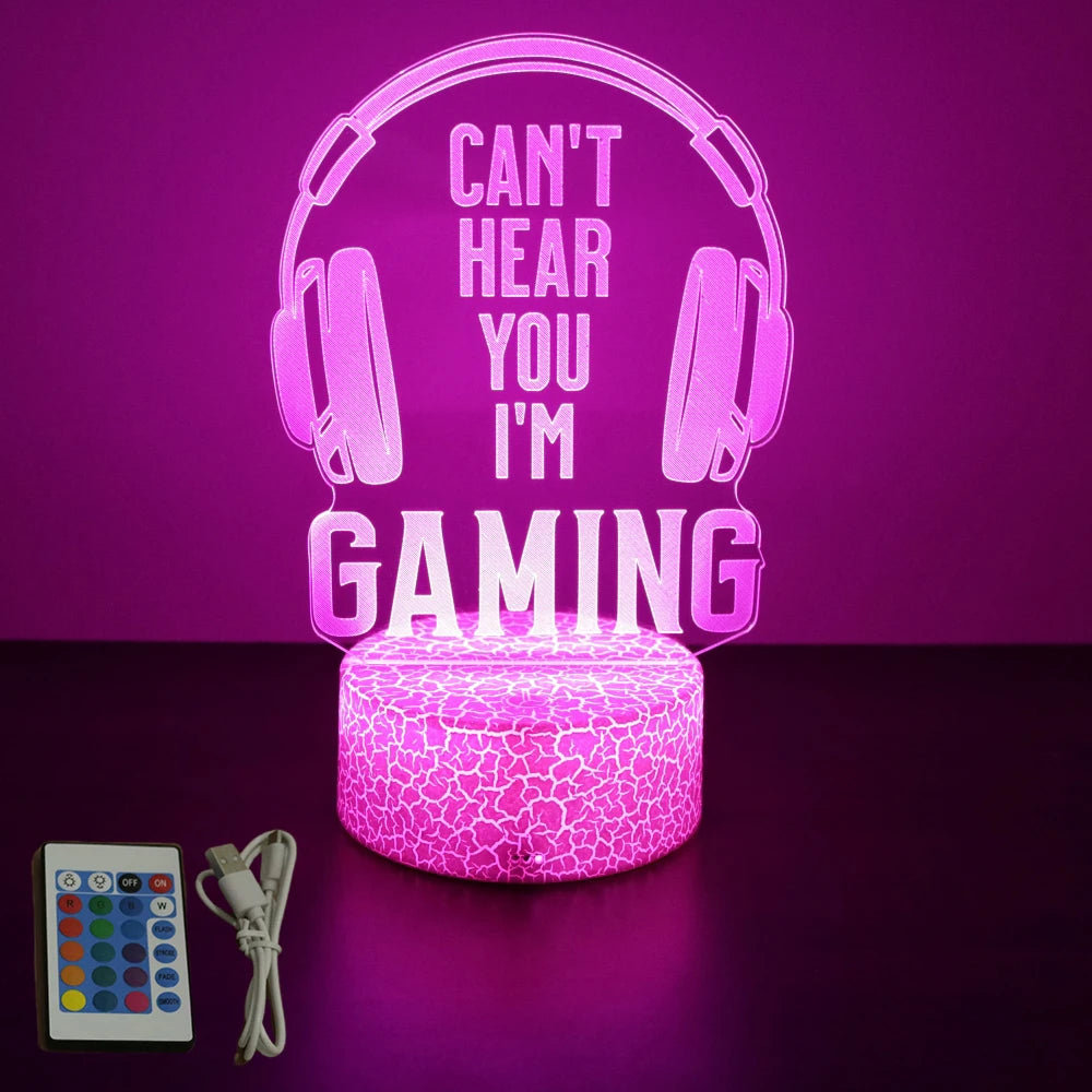 NEON GAMER 3D LED RGB Night Light — Gaming Room Lamp