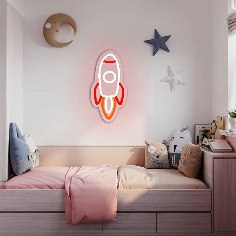 Spaceman Neon Sign Space LED Sign for Bedroom Wall Decor Rocket Neon Light for Living Gaming Room Boys Birthday Gift USB Powered