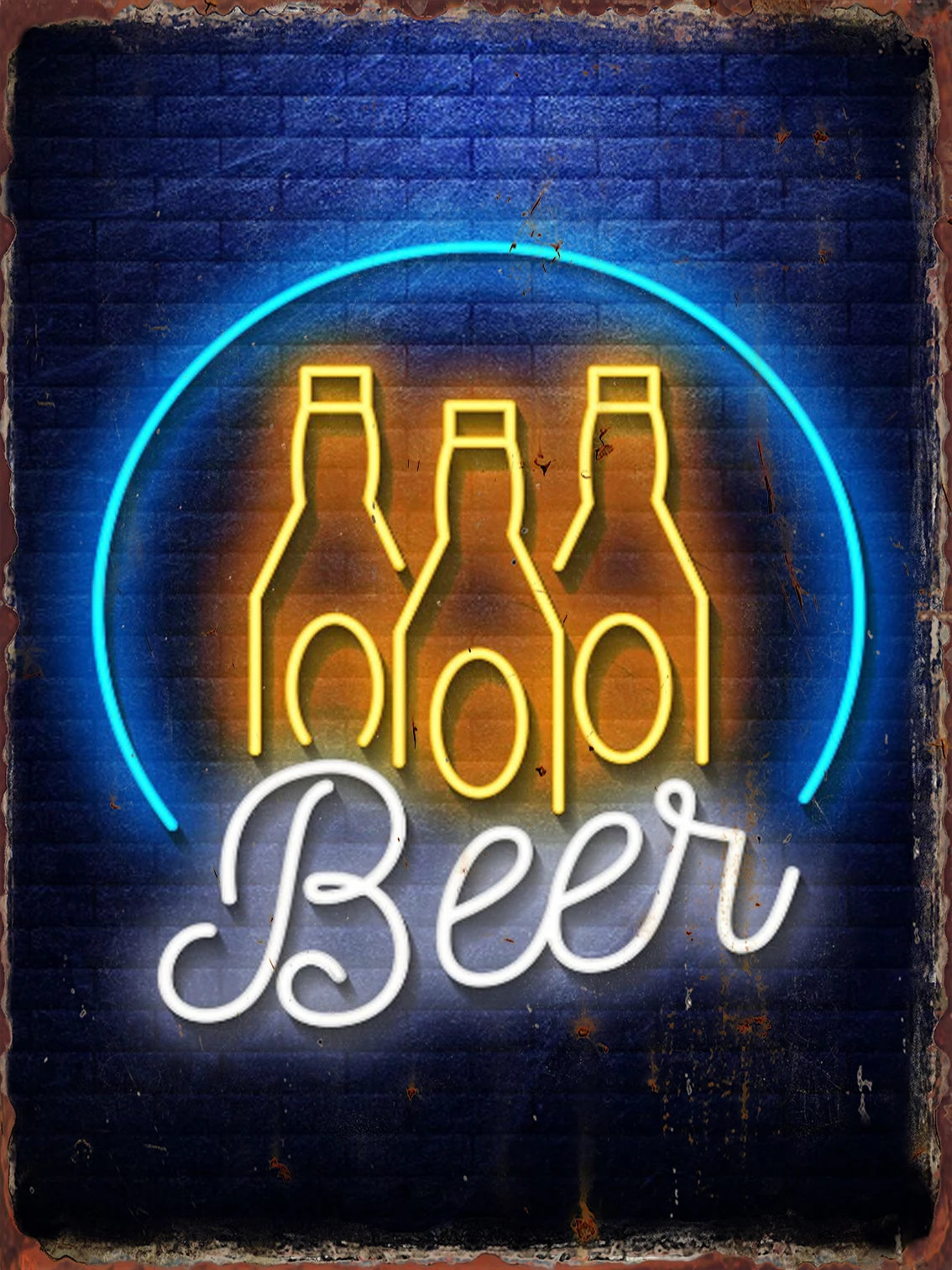 Vintage Neon Food Metal Tin Sign — Bar & Restaurant Wall Decor