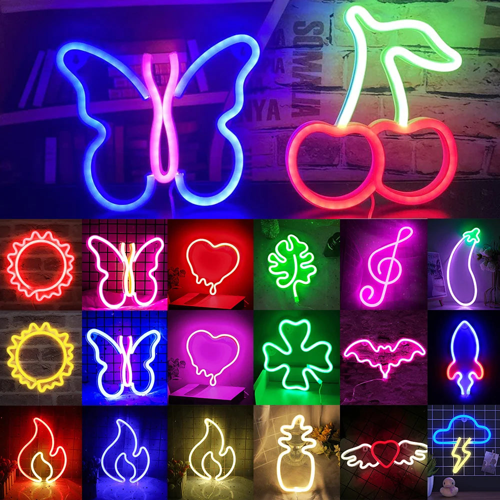 LED Neon Wall Sign — Heart, Gaming, Bar & Bedroom Decor