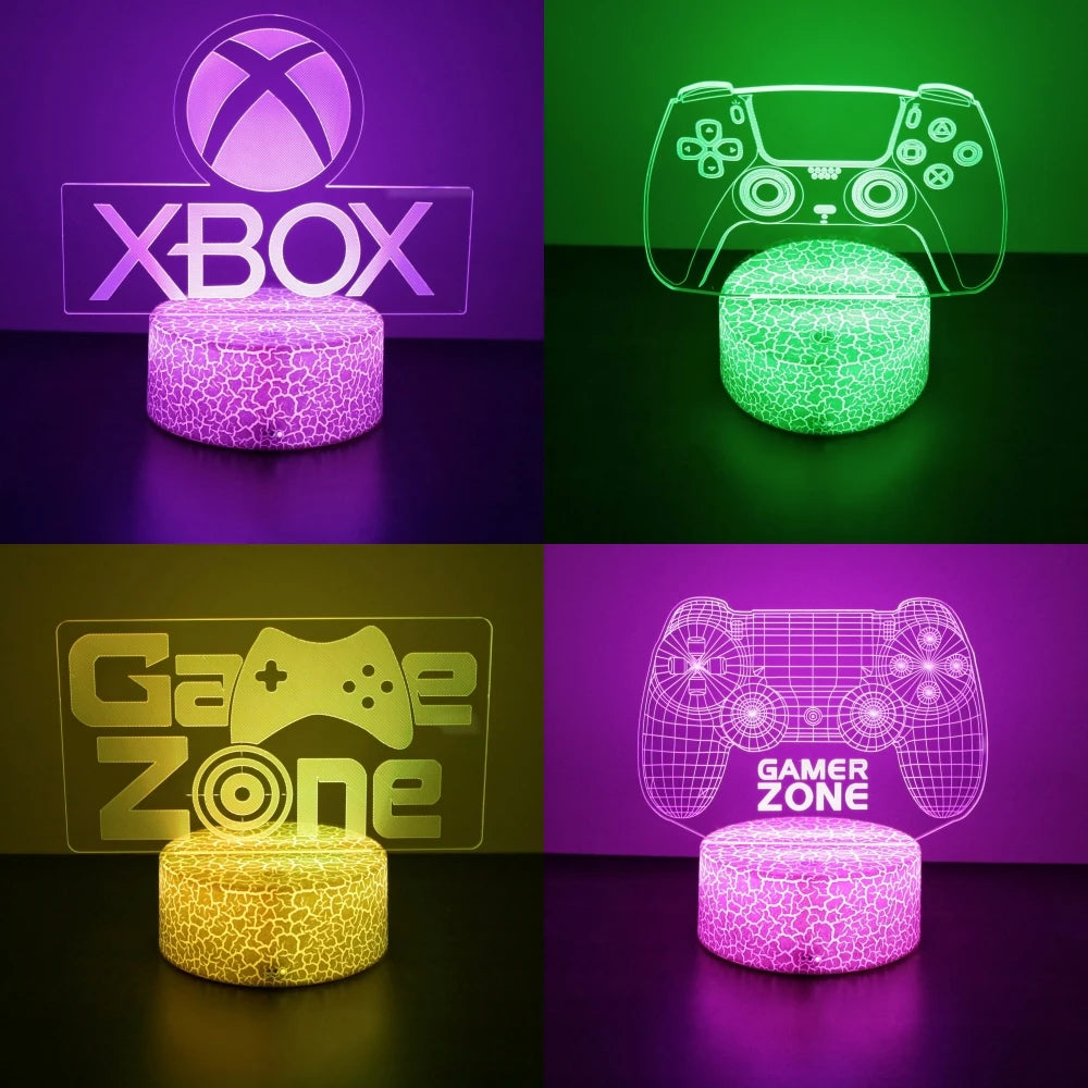 NEON GAMER 3D LED RGB Night Light — Gaming Room Lamp